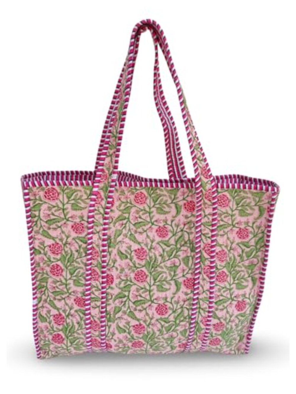 Cotton Tiger Block Print Tote Bag Handmade Shoulder Bag Reusable Market